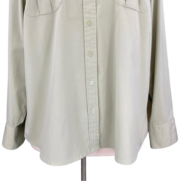 Lane Bryant Khaki Sage Green Basic Button Down Blouse - Picture 3 of 12